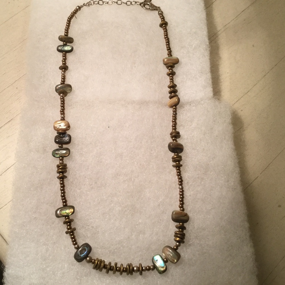 Silpada abalone & bronze seed bead necklace